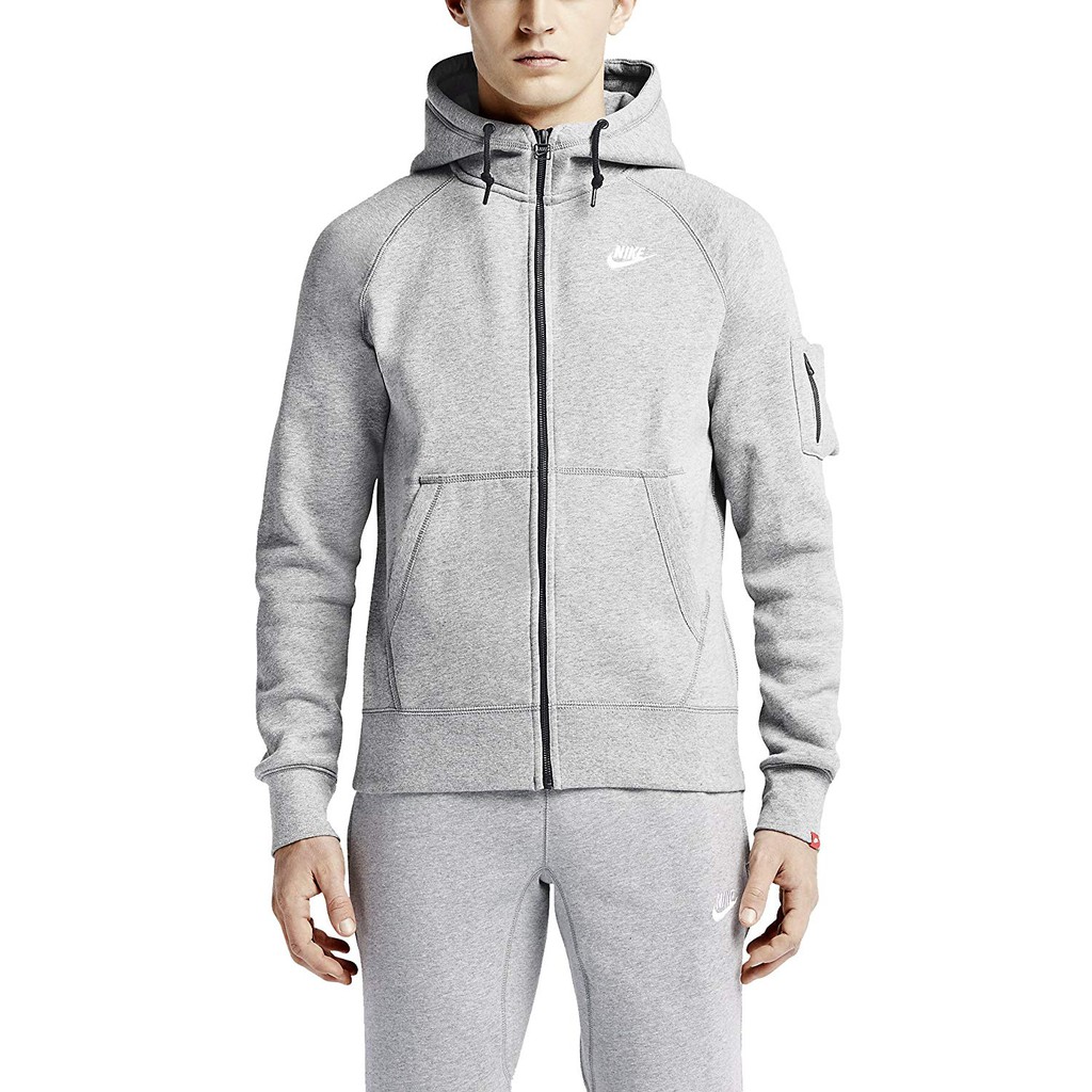 100% Original - Nike AW77 Fleece Full Zip Mens Hoodie - Grey | Shopee  Malaysia