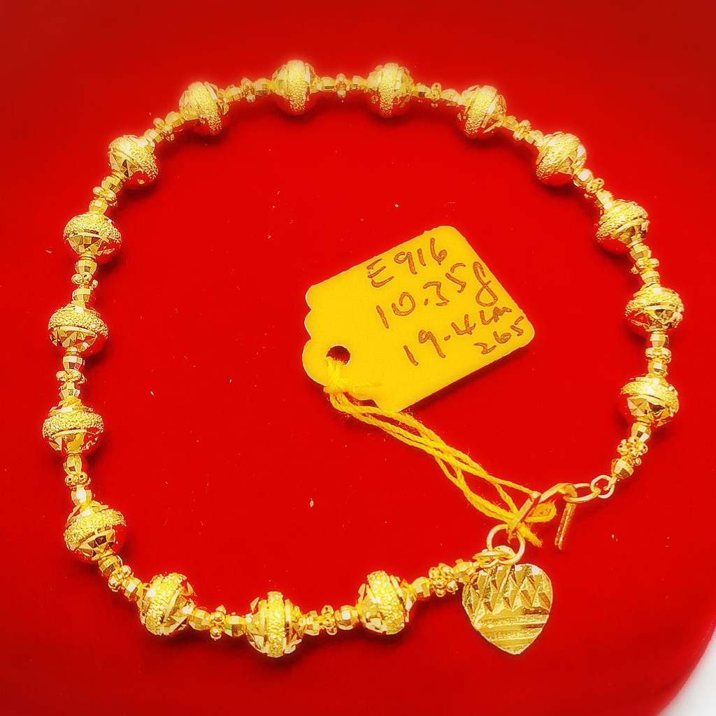 Laela Rantai Tangan Bebola Disco Emas Tulen 916 Gold Shopee Malaysia