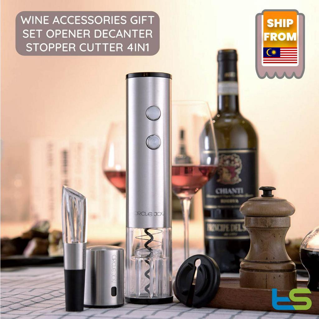 Circle Joy 4 in 1 Electric Bottle Opener/Wine Decanter/Mini Wine Stopper/Foil Cutter Gift Box Sets CJ-TZ02