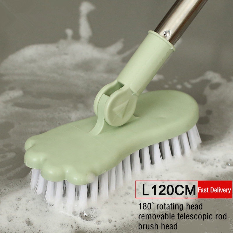 Retractable Long Handle Bristle Floor Brush Toilet Cleaning Brush ...