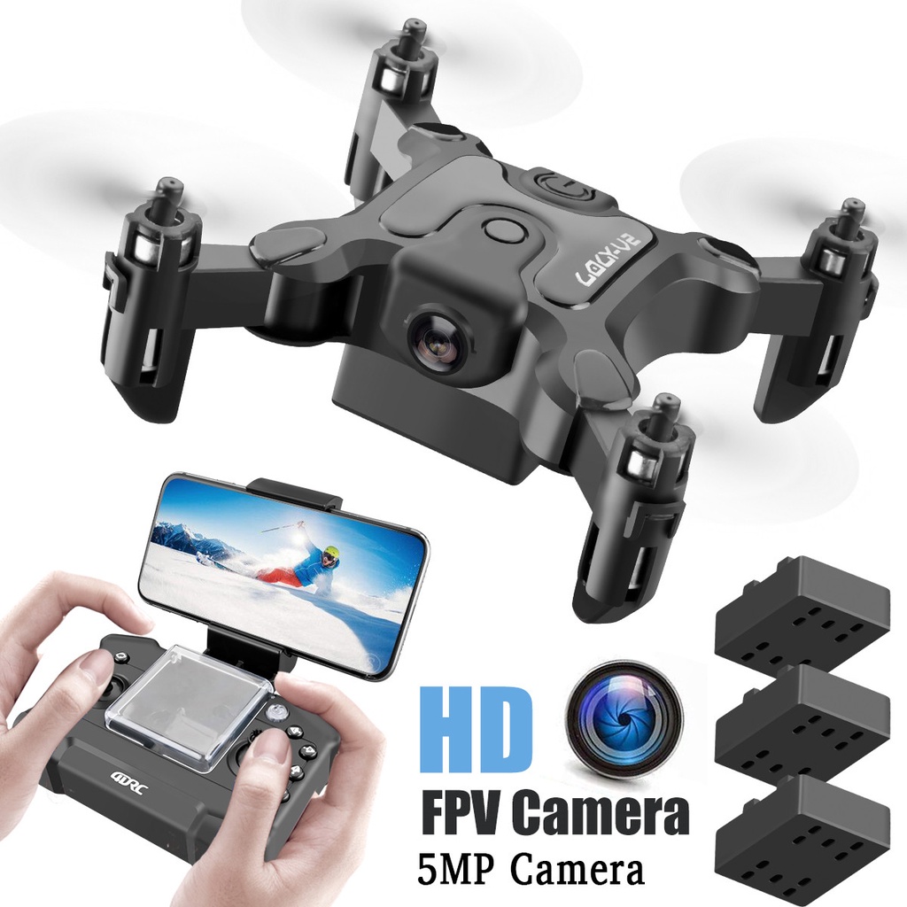 V2 Mini Drone 4K HD Camera WiFi Fpv Air Pressure Altitude Hold Black And Gray Foldable Quadcopter RC Drone Toy Automatic Landing