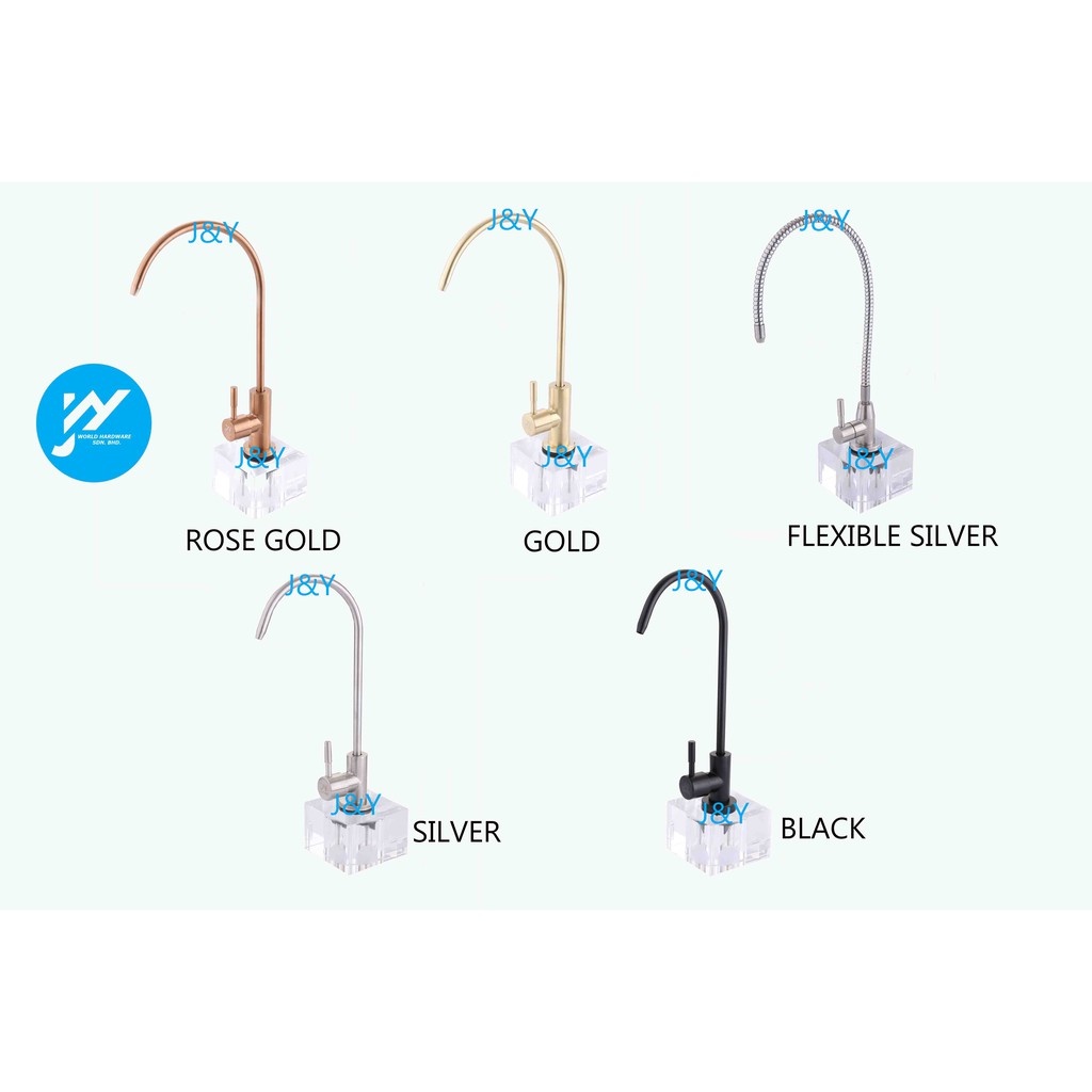 Portable 1/4'' SUS 304 Stainless Steel Kitchen Faucet Tap Reverse Osmosis RO Drinking Water Filter