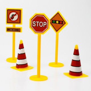 5pcs Cartoon Traffic Model Roadblock Cake Topper Birthday Party Favor ...