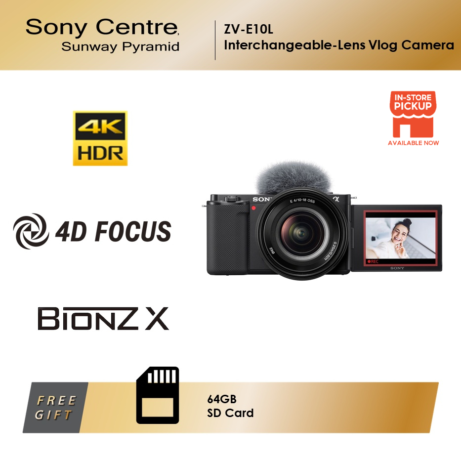 SONY ZVE10L Interchangeablelens Vlog Camera with 1650mm Power Zoom