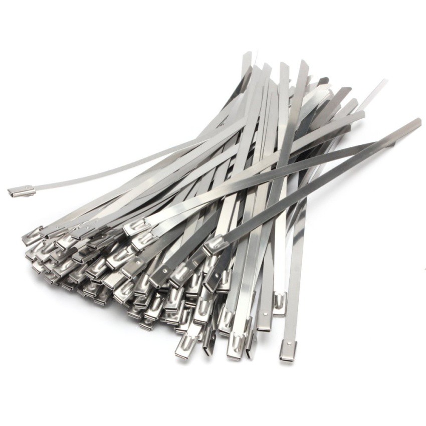 100PCS 4.6 x 200mm Strong Stainless Steel Marine Grade Metal Cable Tie