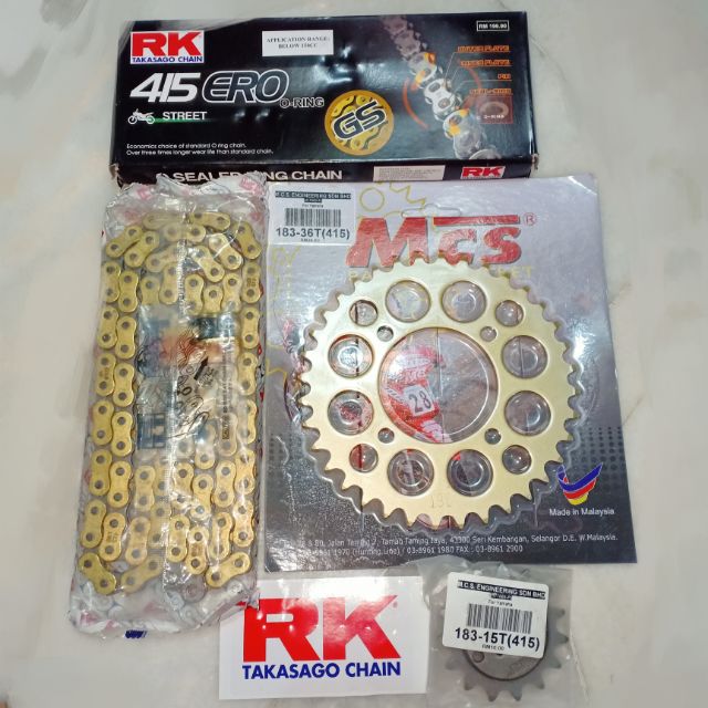 ( RXZ/LC135/Y125Z/Y100 ) RK JAPAN ORING 415 GOLD SPROCKET SET (1SET