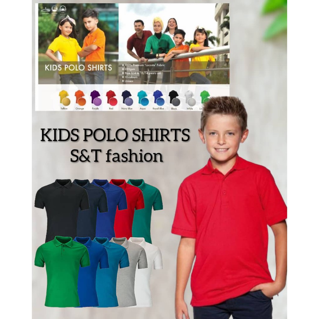 Boys Girls Kids Unisex Plain Summer Polo T Shirt 3-14 Years Daily School Uniform