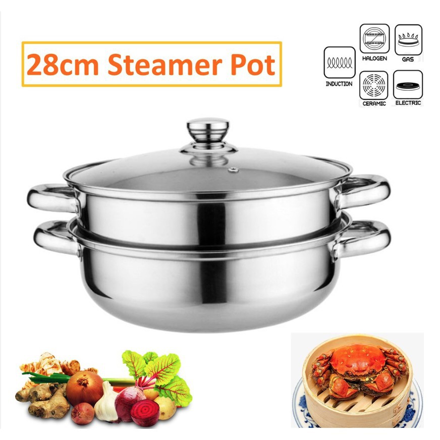 Labello Steam Pot 2 Layer Stainless Steel Steamer Cookware Steamboat ...