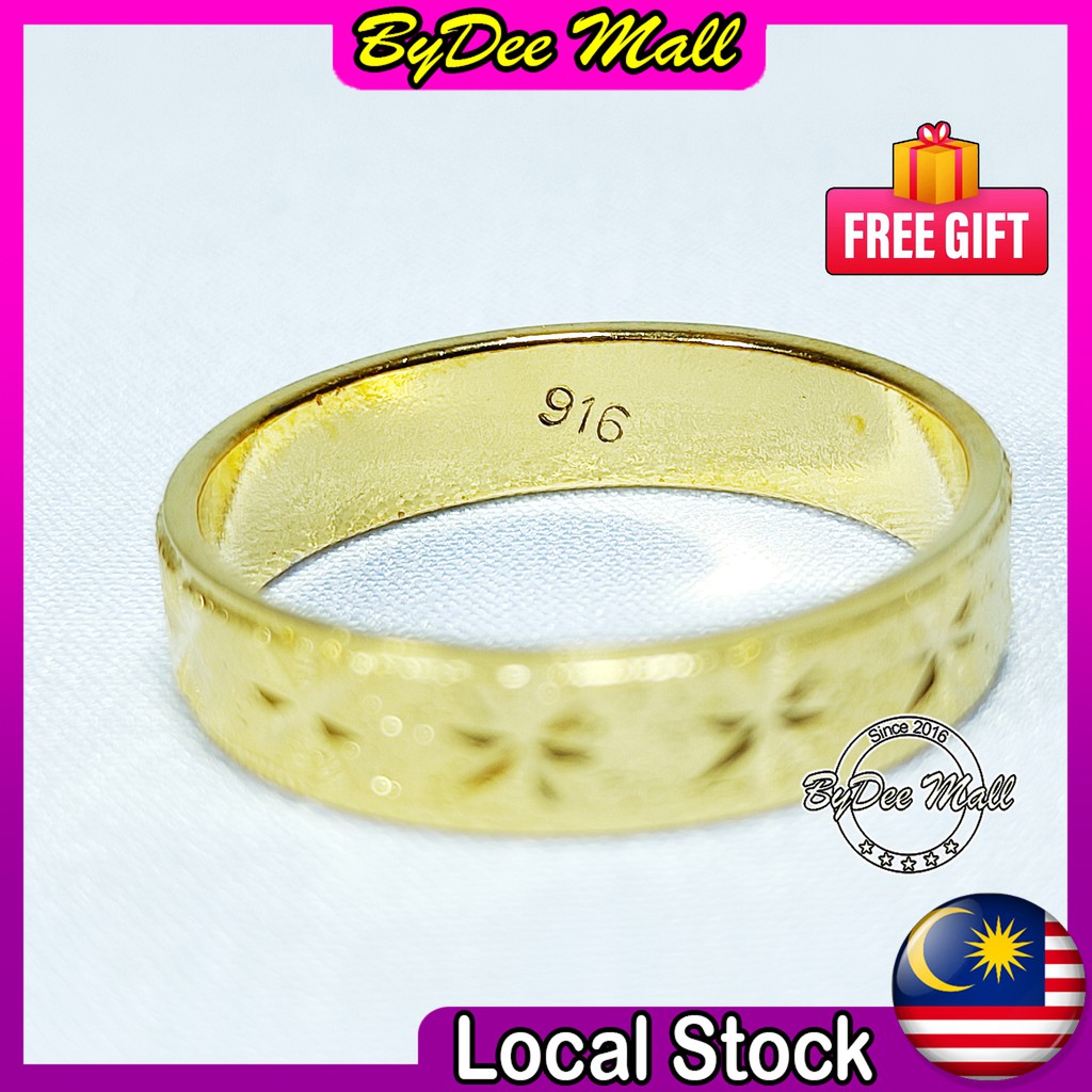 Cincin Rotan Pahat Pasir Emas Korea Ada Cop 916 Gold Ring 24k Golden Rings Terkini Terbaru Viral Cincin Emas Bangkok Shopee Malaysia