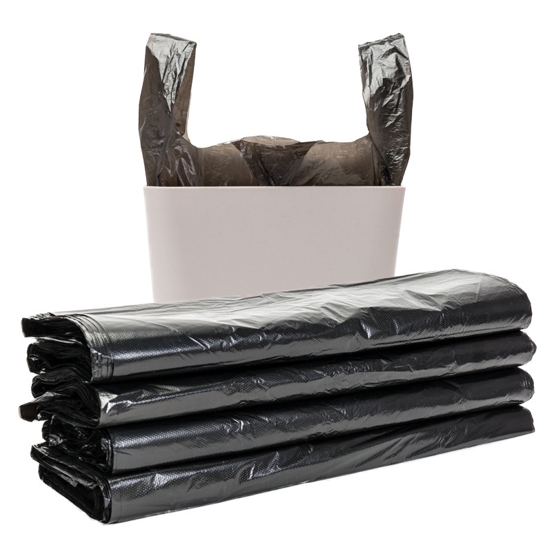 Garbage Bags 50 Pcs Portable Style Disposable Vest Kitchen Black