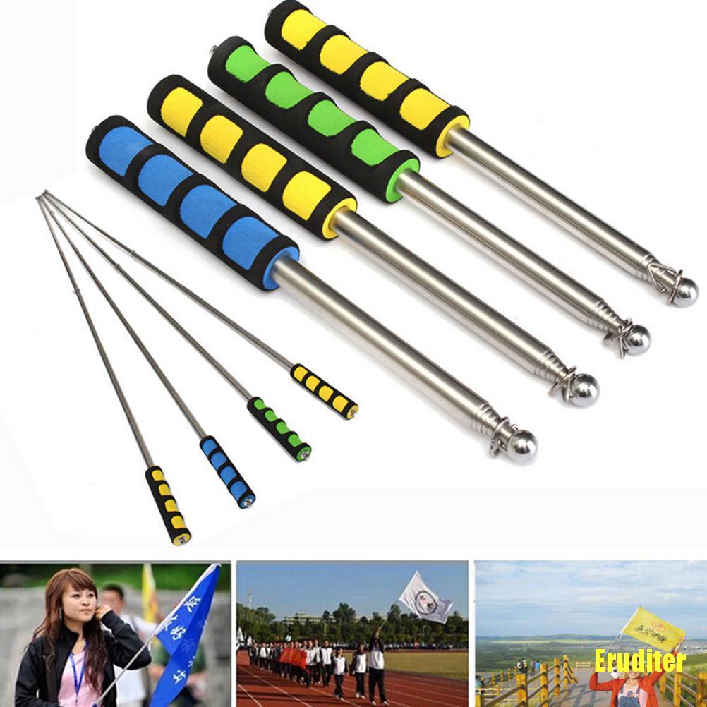 Eruditer✿ Flag Pole 1.2M Portable Telescopic Flag Handheld Pole Tool For Flags Windsock