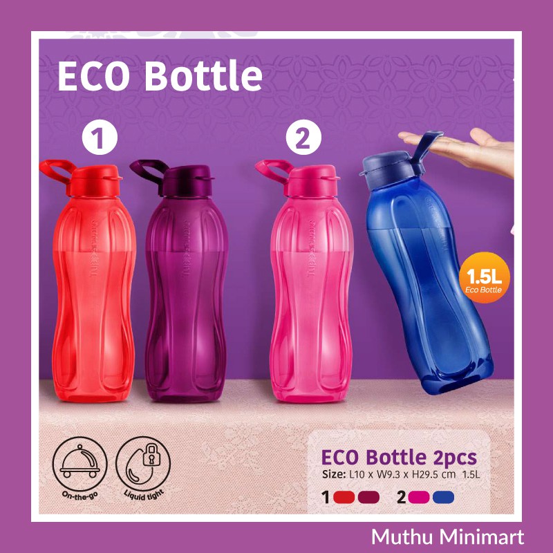 New Tupperware Extra Large Eco Bottle 1.5 L with Handle Purple