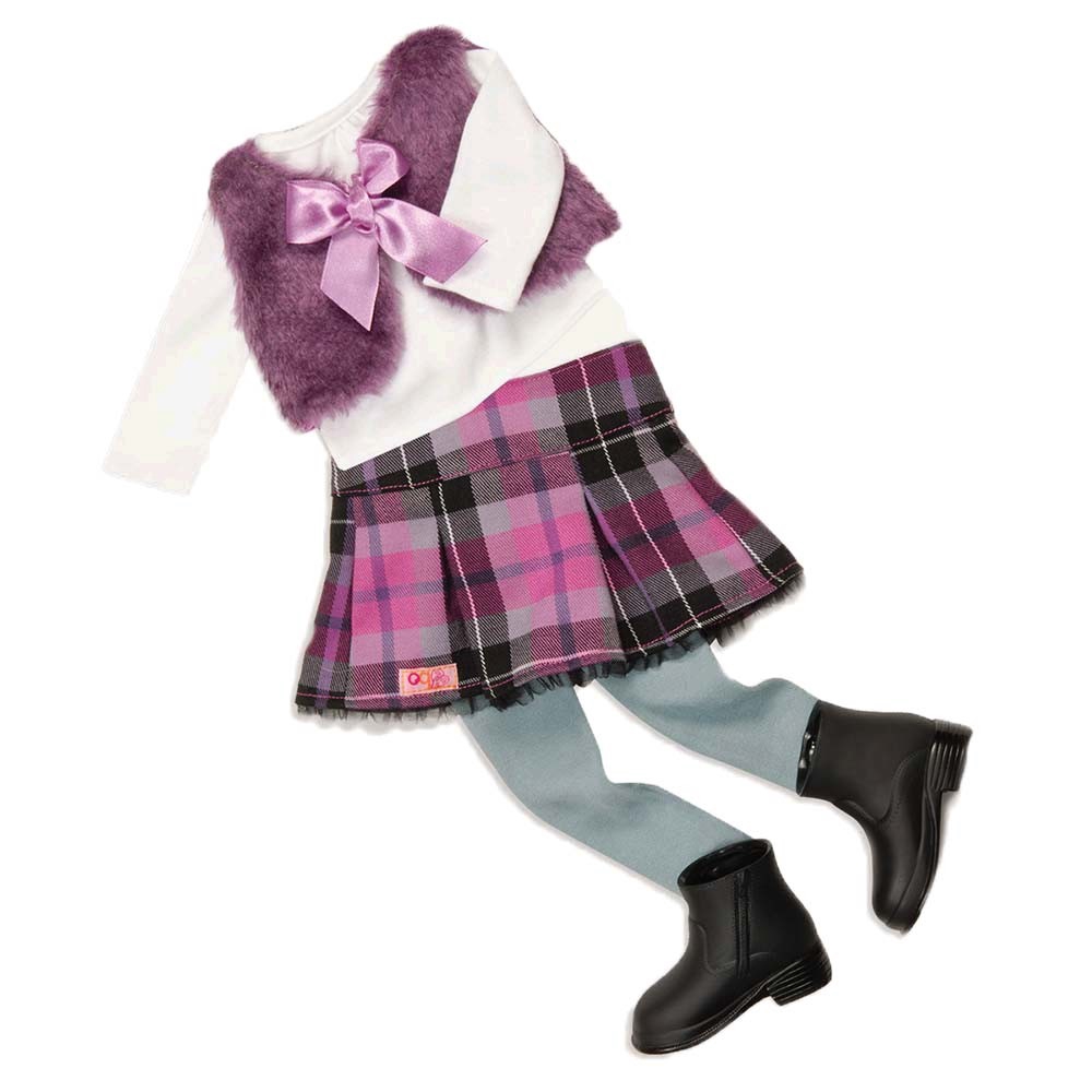 purple plaid skirt vest