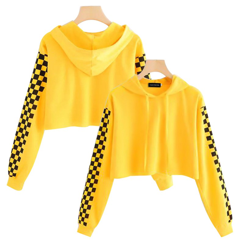 yellow hoodie crop top