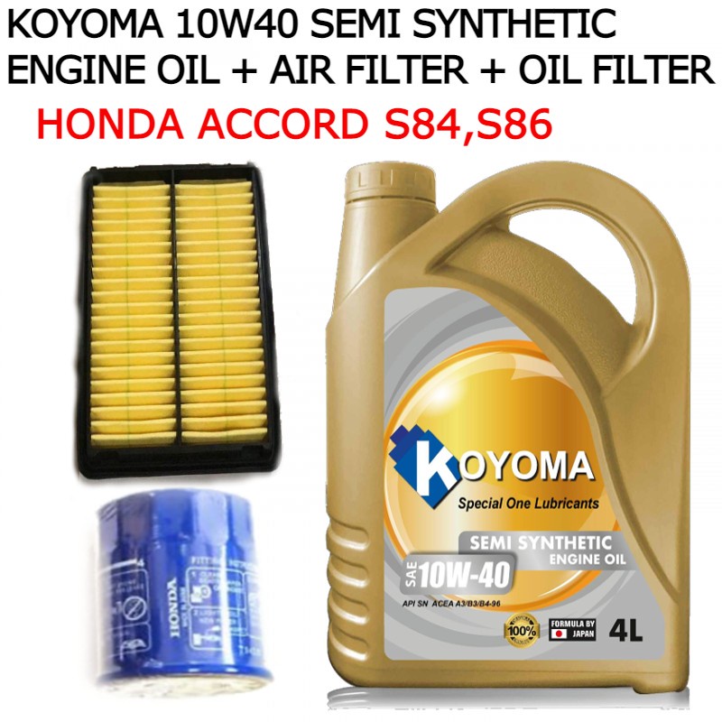 HONDA ACCORD S84, S86 AIR FILTER + OIL FILTER + KOYOMA 10W40 SEMI