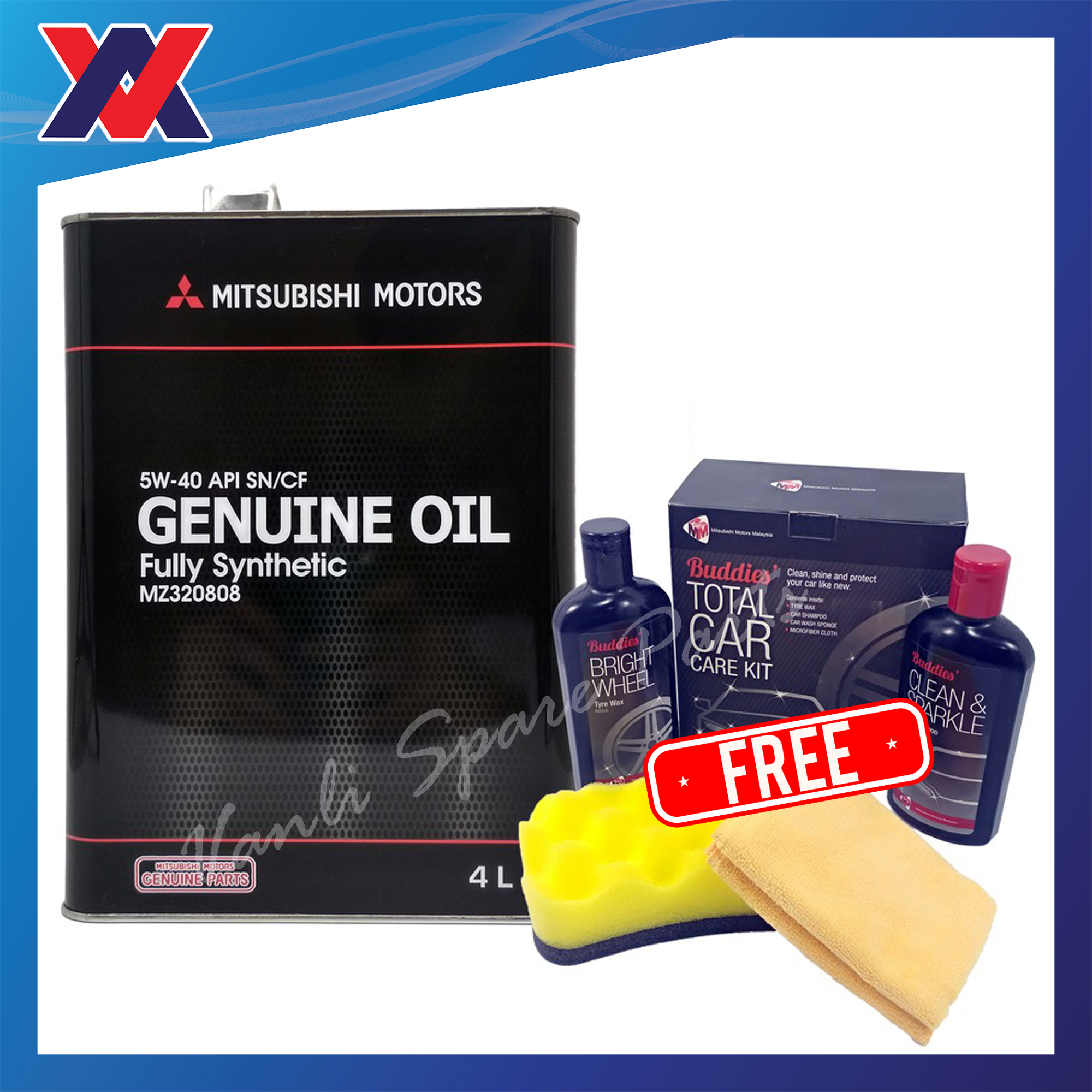 Mitsubishi 5W40 API SN/CF Fully Synthetic Group IV Engine Oil 4L (Steel ...