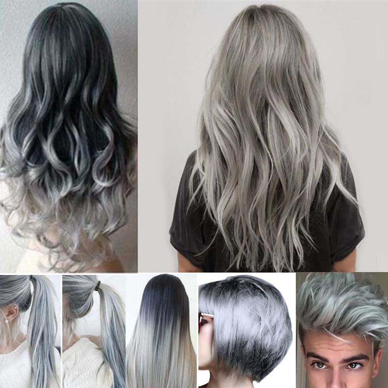 Trendy Grannyhair Permanent Punk Hair Dye Light Grey Silver Color