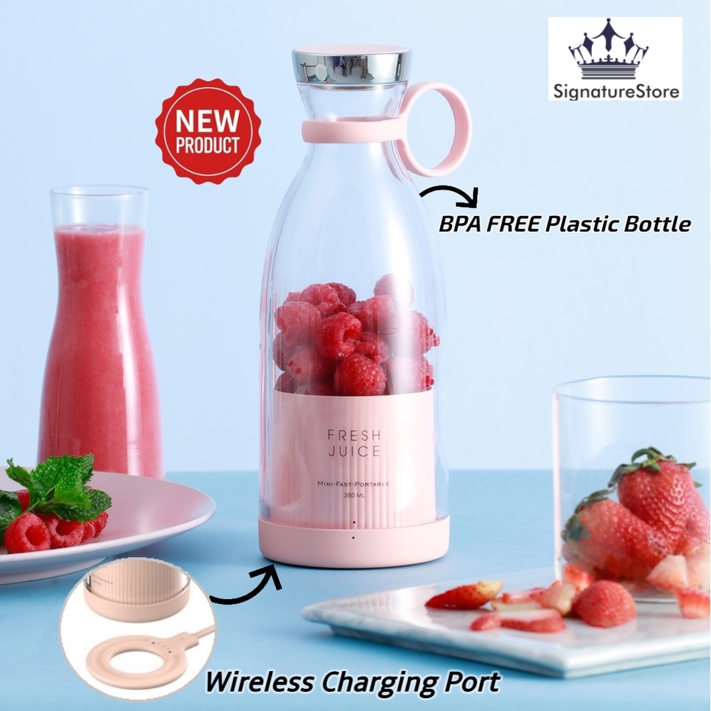 Portable Blender Wireless Magnetic Charging USB Mini Fruit Juice BPA Free Plastic Cup Juicer Pengisar Buah Ais 榨汁杯便携充电式