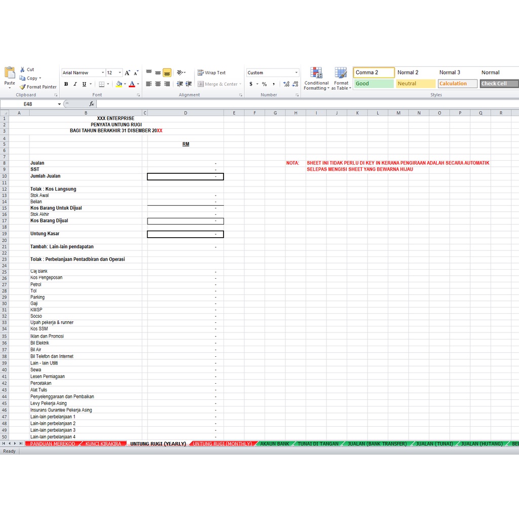 Buy Akaun Untung Rugi Perniagaan [EXCEL] Full-Set  SeeTracker 