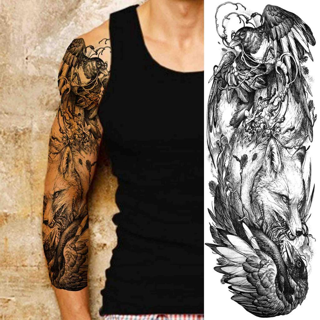 Flower Temporary Tattoo For Women Men Adult Full Arm Demon Wings Tattoos  Sticker Sleeve Fake Black Skull God Tatoos | Shopee Malaysia