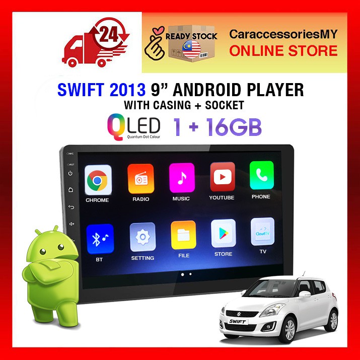 suzuki swift 2013-2019 proton ertiga 9 inch car android player 1+16GB radio tv playstore mirrorlink