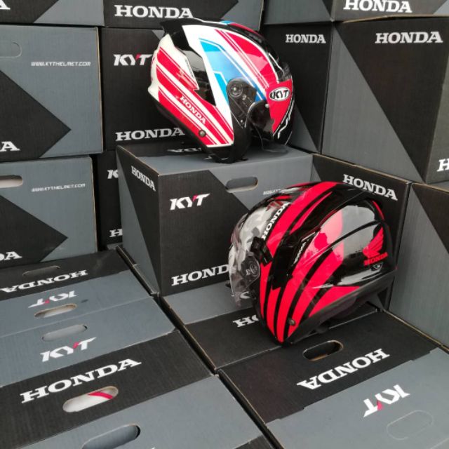 Helmet Kyt Nfj Honda White Black Shopee Malaysia