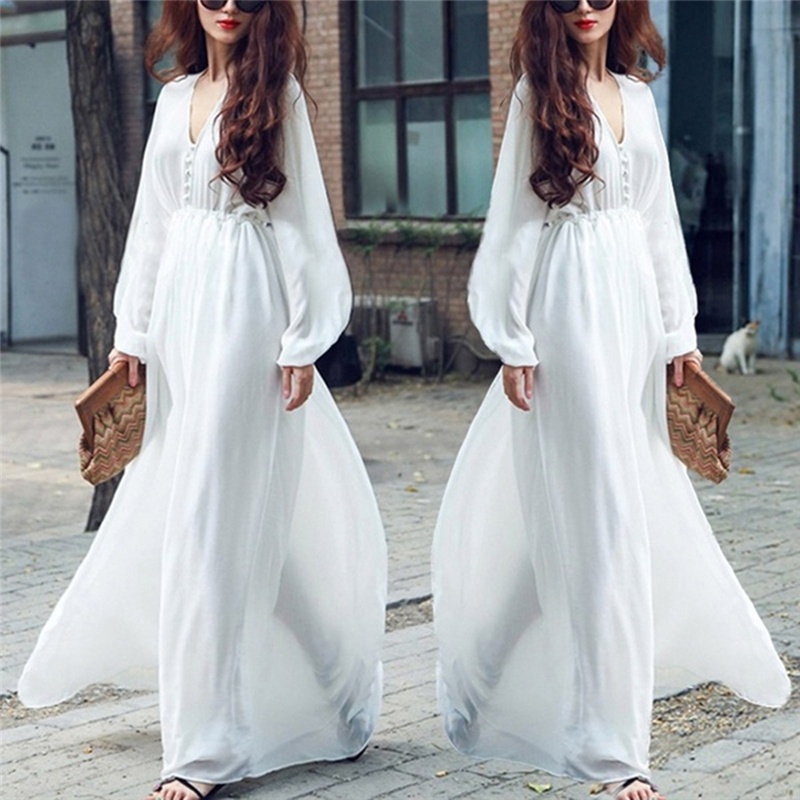 white chiffon dress with sleeves