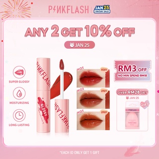 【Ready Stock 3 Days Delivery】PINKFLASH Watery Glam Lip Gloss Super Glossy Shiny Lip Tint High Quality Moisturizing Non-Sticky Long-Lasting