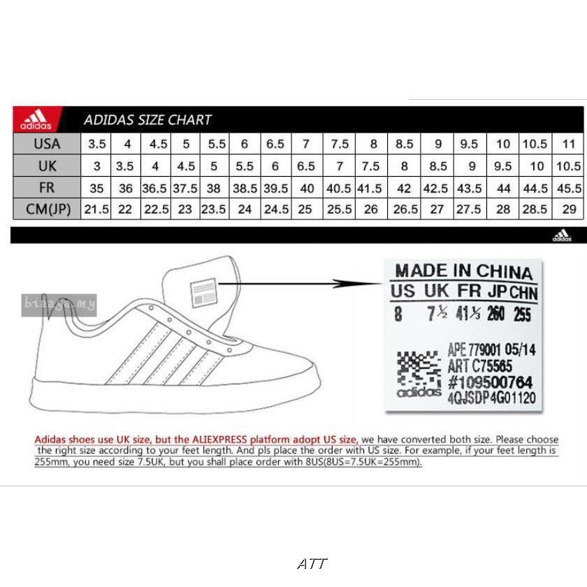 uk size chart adidas