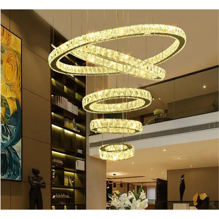 Duplex Villa Led Crystal Chandelier Lighting Modern Home Living Room Ceiling Lamp Luxury Stairwell Floor And Middle Hollow Lights Ee Malaysia - Modern Home Lighting Ceiling Lights