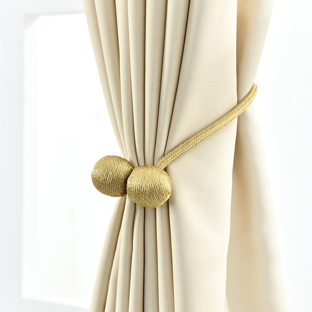 Uni 2pcs Magnetic Curtain Tiebacks Braided Ball Buckle Drapery