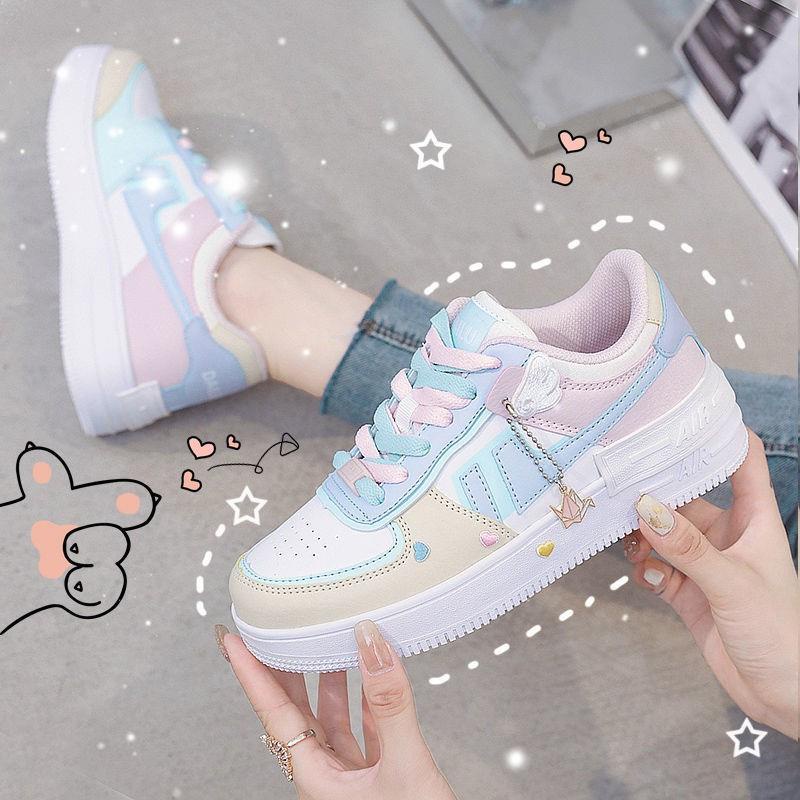 Air Force One Kasut Wanita Putih Sneakers Dragon Wanita S Kasut Musim Bunga dan Musim Gugur Versi Korea Gaya Harajuku Ulzzang/*#Air Force One White Women Shoes Sneakers Dragon Women S Shoes Spring And
