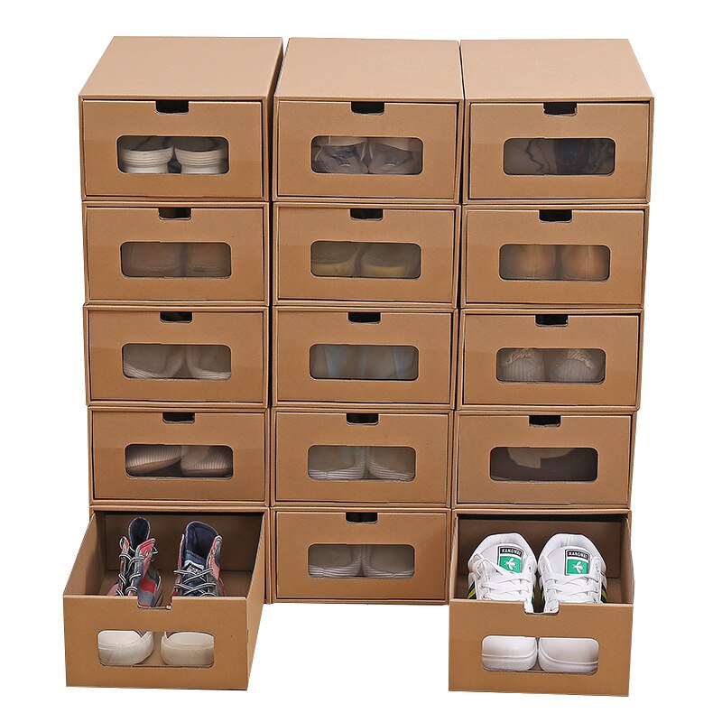 Cardboard Drawer Shoe Storage Box Holder Kraft Paper Organizer Box
