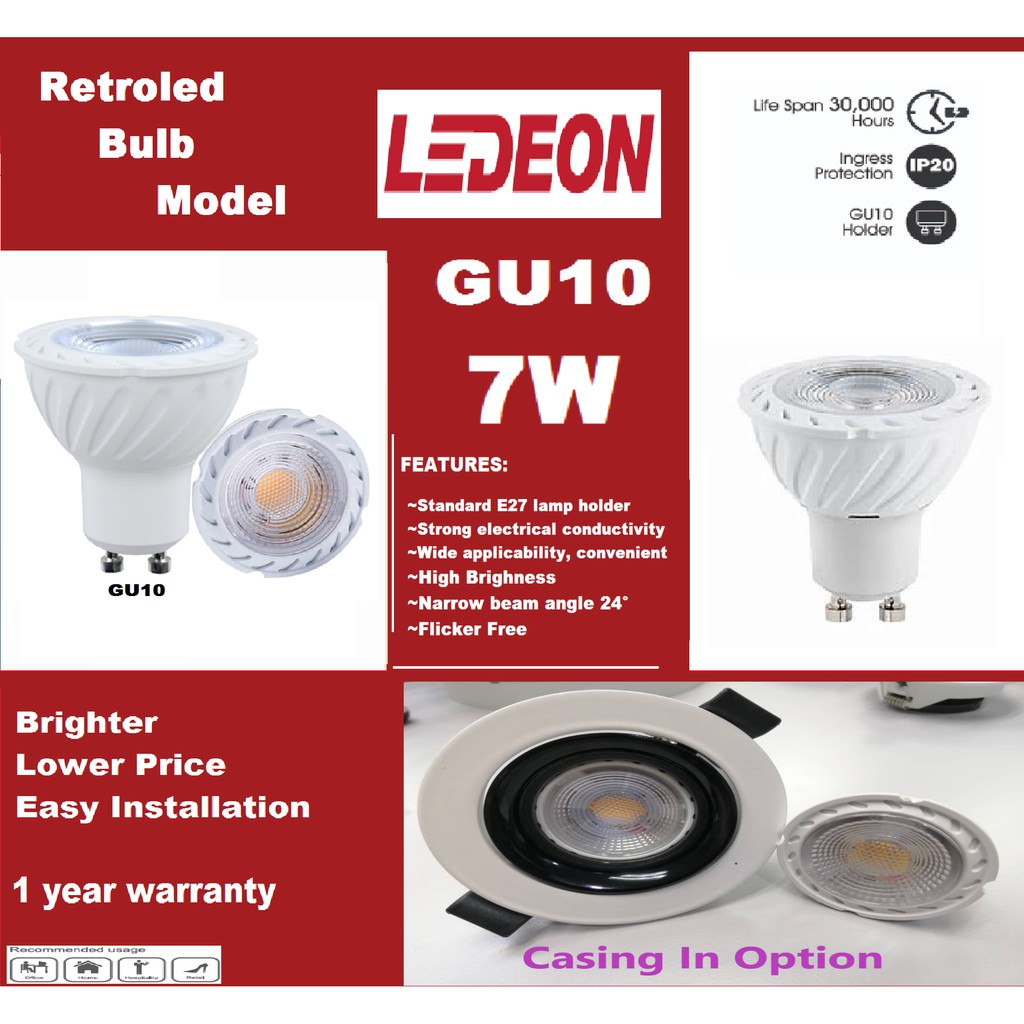 LEDEON LED Bulb LED Eyeball GU10 7W Lampu  Bilik Tidur  LED 