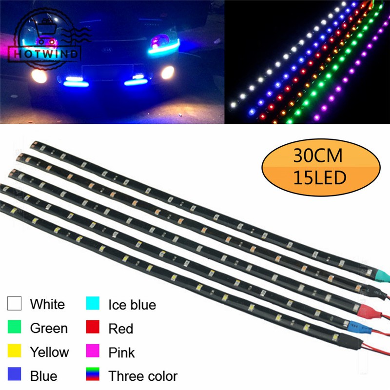 5 X  Red 15 LED 30CM Car Grill Flexible Waterproof Light Strip SMD 12V Sales