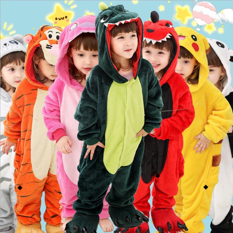 Girls Boys Winter Dinosaur Stitch Cartoon Anime Animal Pajamas Onesies  Child Kids Pyjamas Sleepwear Flannel Jumpsuit | Shopee Malaysia