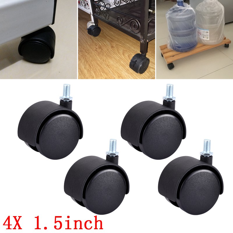 4 pieces Furniture Wheels 40mm Coffee Table Tea Table Caster M8 Screw with / without Brake Swivel Castor Wheels Replacement Trolley Machinery 4 Types