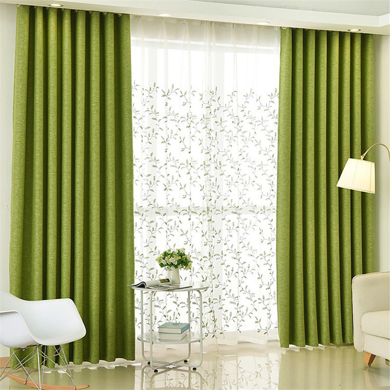 Living Room Blackout Curtains And Tulle, Green Modern Curtains