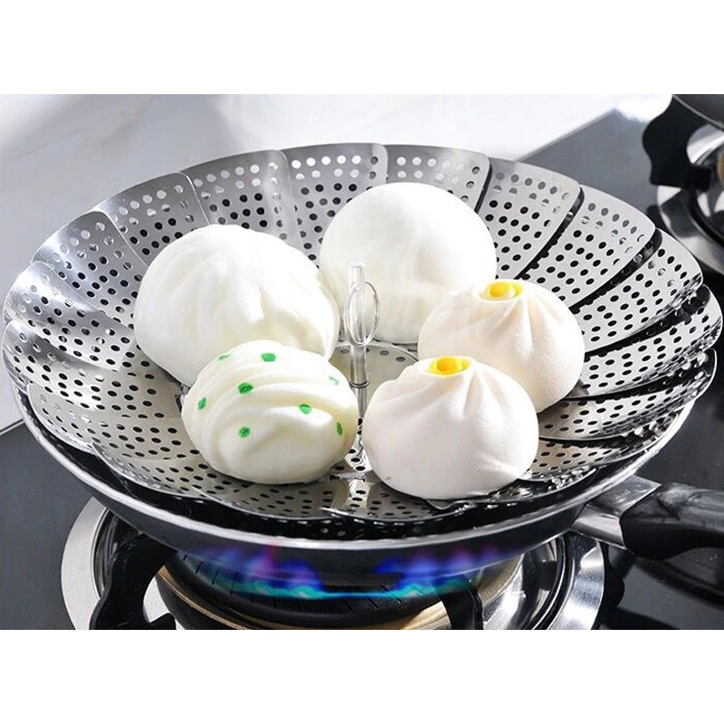 Folding Dish Steam Stainless Steel Food Steamer Basket Mesh Vegetable Cooker Steamer 不锈钢莲花折叠蒸盘