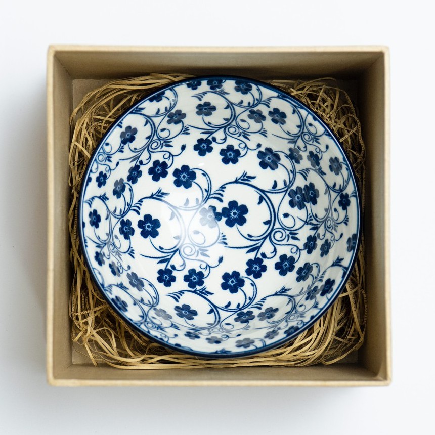 【Clearance】11.5cm Wasurenagusa Blue And White Japanese Style Ceramic Eating Bowl Underglaze Color 日式古典风陶瓷碗
