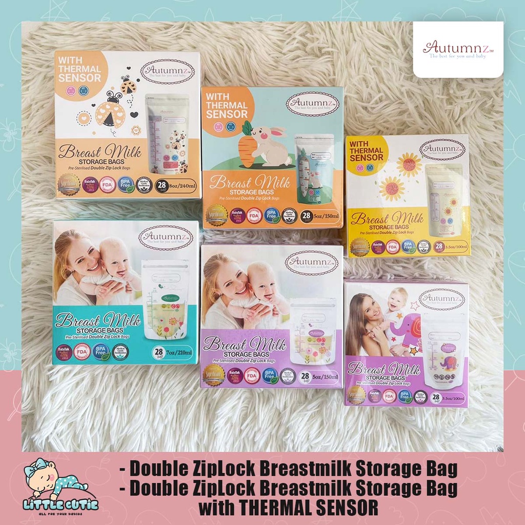 Autumnz Double ZipLock Breastmilk Breast Milk Storage Bag Thermal