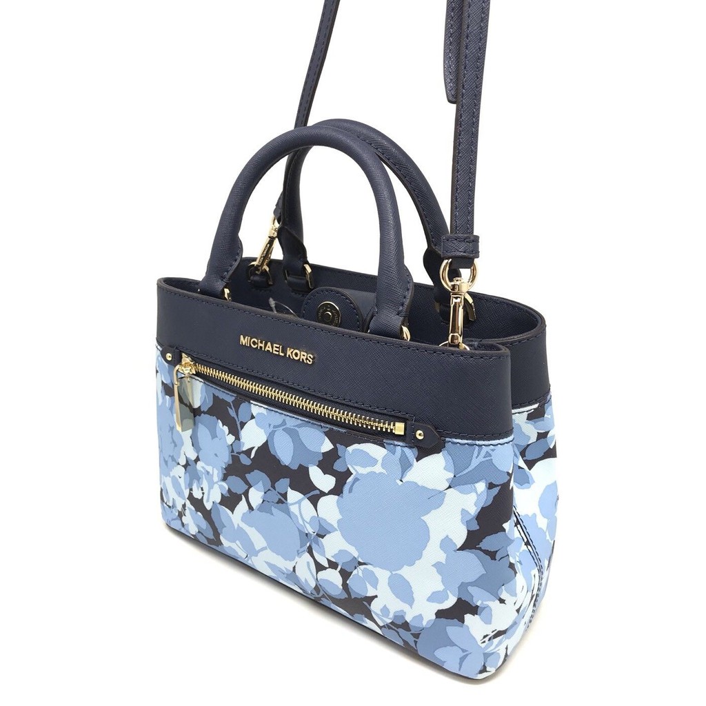 michael kors blue purse with flowers