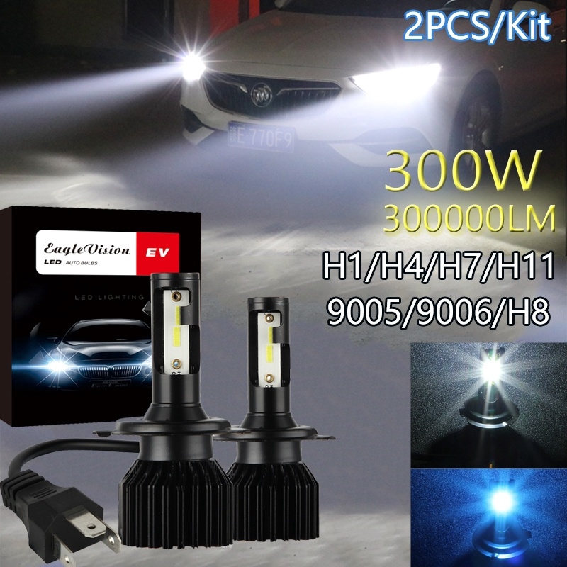 Pair 9005 LED Headlight Kit 9145 60W 18000LM Single Beam Bulbs 6000K White HB3