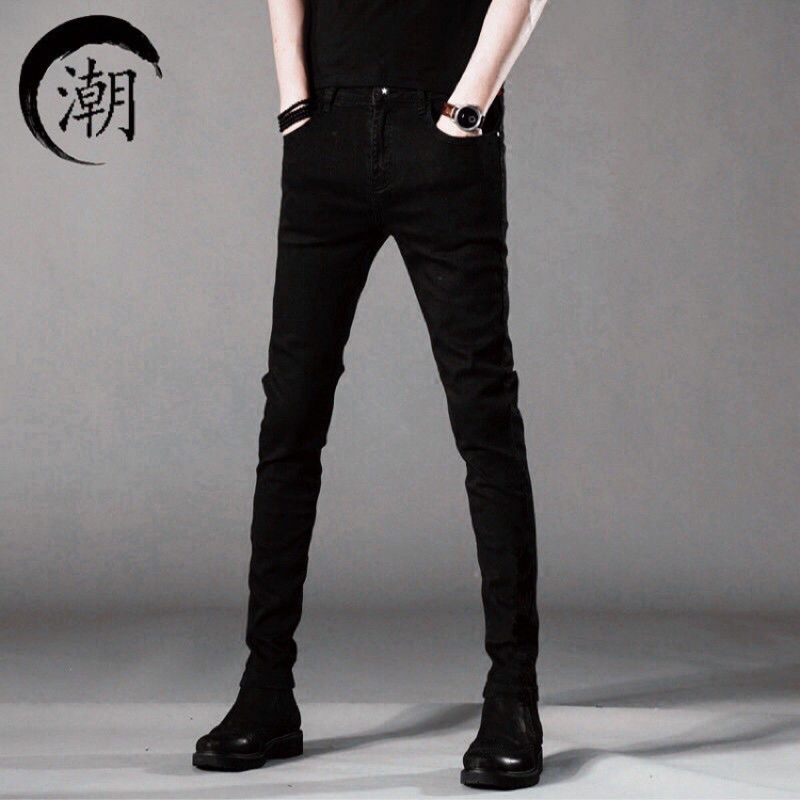 black elastic jeans