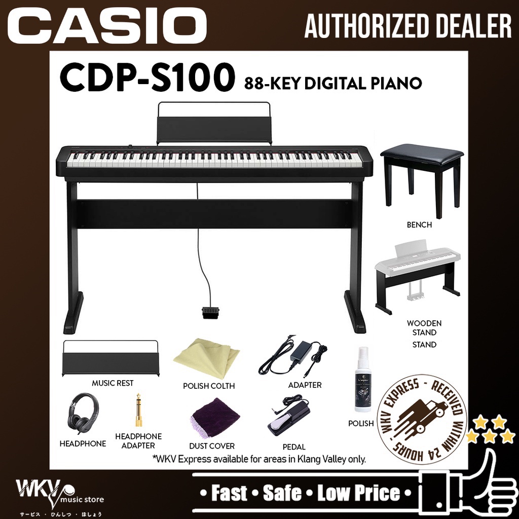 Casio CDPS100 88key Digital Piano with Wooden Stand, Piano Bench, Pedal, Headphone (CDPS100