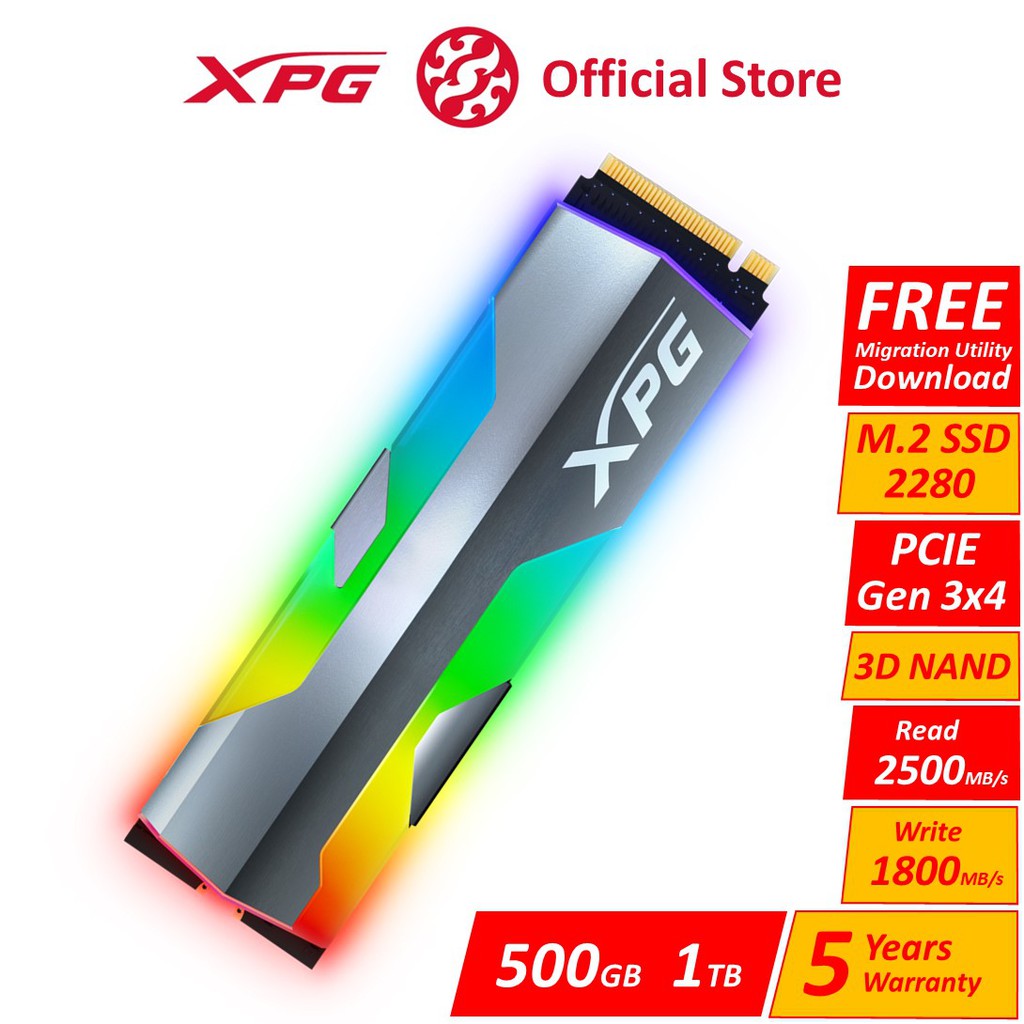 Buy Adata Spectrix Sg Pcie Gen3x4 2280 M 2 Ssd Rgb Xpg Gaming 500gb 1tb Seetracker Malaysia