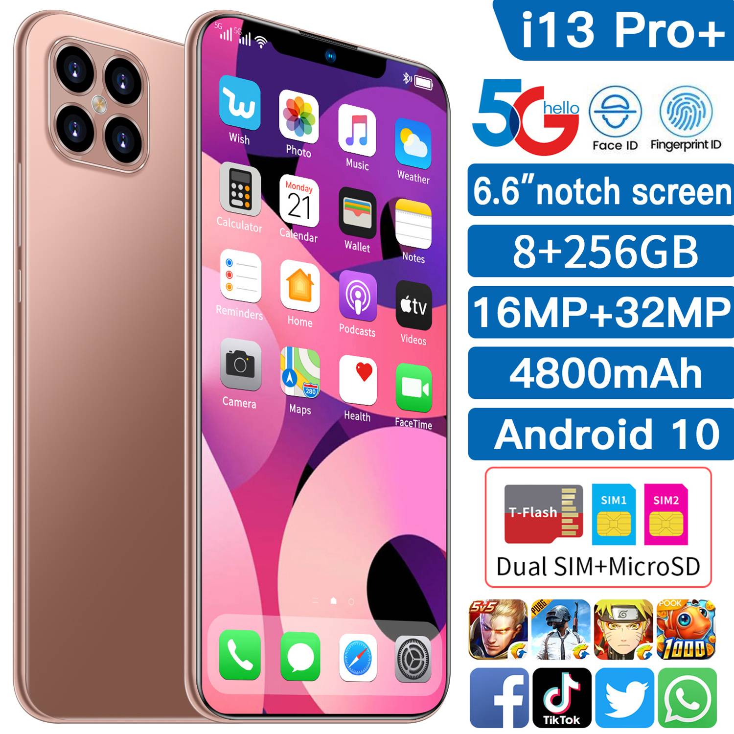 【Original ready stock 】 I13 pro max 6.6 inch 5G PHONE full screen8GB