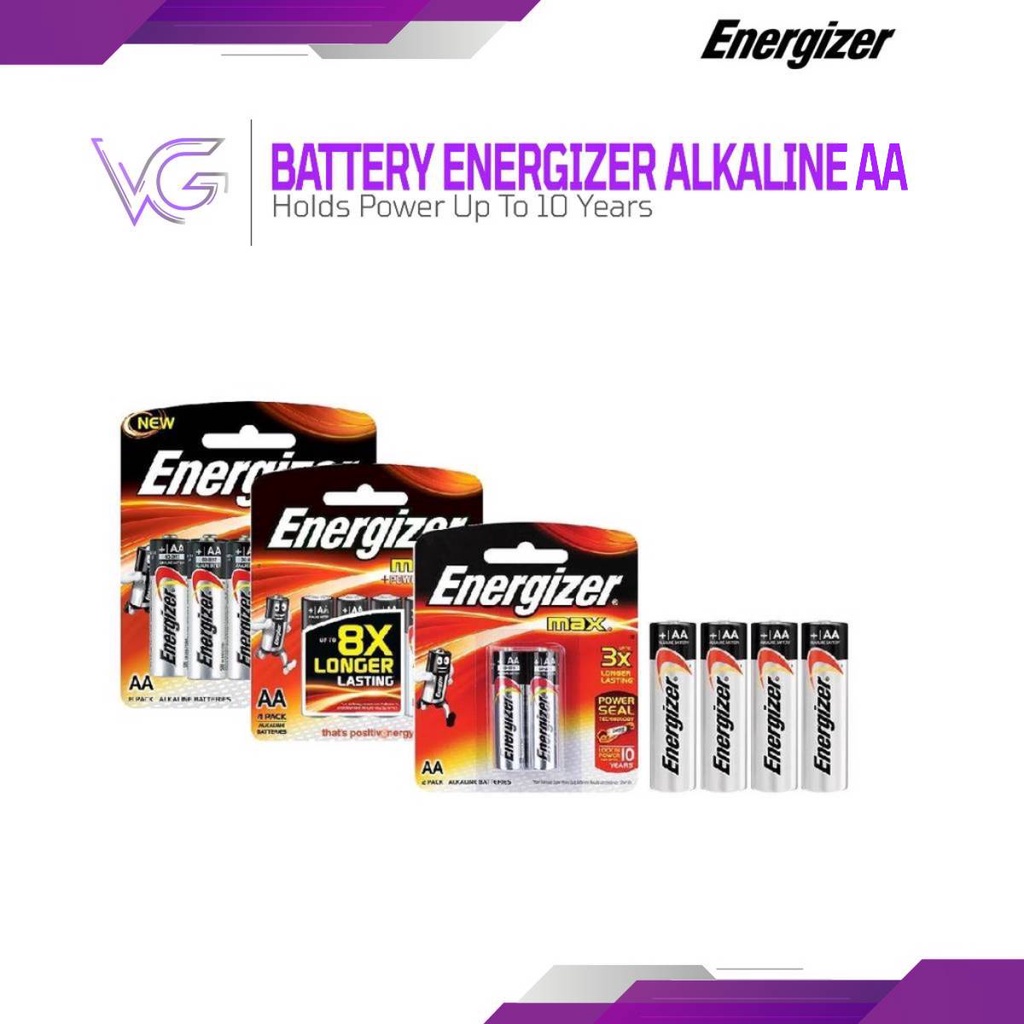 ENERGIZER Max AA 1.5V Alkaline Double A Battery Batteries 2 PCS (E91BP2