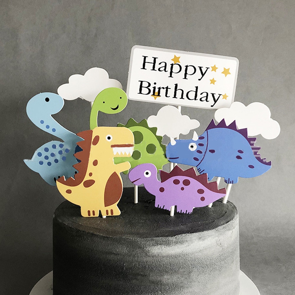 9Pcs Happy Birthday Cake Topper Cartoon Cloud Dinosaur Cake Decorating  Topper Cupcake Toppers Food Picks Kids Party Decoration | Shopee Malaysia