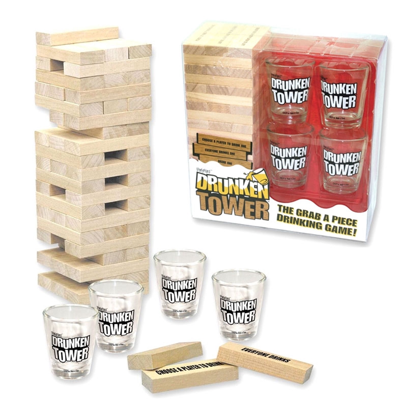 MyMealivos Party Drunken Tower The Grab A Piece Drinking Game with Carrying case 